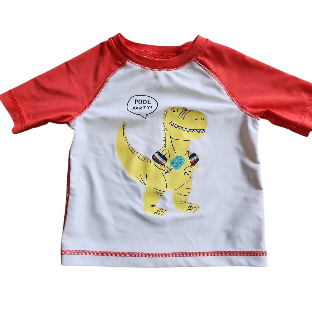 Rashguard Swim Top Size 18-24M Dinosaur White Orange Old Navy